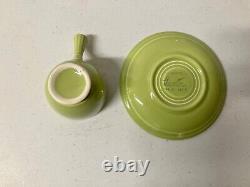 50's Vintage Fiesta CHARTREUSE Demitasse Stick Handled Cup & Saucer Fiestaware