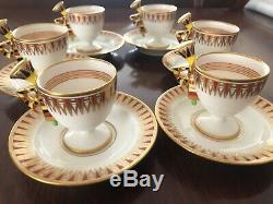 6 ANTIQUE Richard Ginori Italian Espresso Cups & Saucers Demitasse DOCCIA Italy