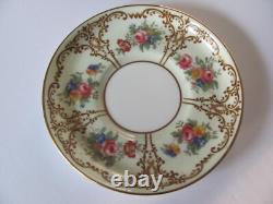 6 AYNSLEY PALE GREEN With FLORAL With GOLD ARCHES ESPRESSO DEMITASSE CUPS & SAUCERS