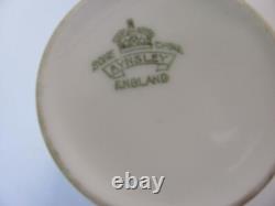 6 AYNSLEY PALE GREEN With FLORAL With GOLD ARCHES ESPRESSO DEMITASSE CUPS & SAUCERS