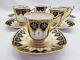 6 Antique Copeland Porcelain Quatrefoil Demitasse Cup & Saucer Jeweled Gilt