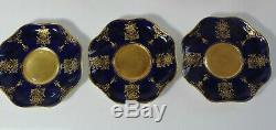 6 Antique Late 19thC Coalport Coalt Blue & Gold Gilt Demitasse Cups & Saucers