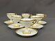 6 Antique Limoges Square Footed Demitasse Cup & Saucer Sets With Gilt Handle 1900