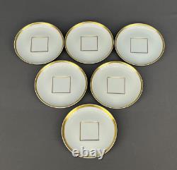 6 Antique Limoges Square Footed Demitasse Cup & Saucer Sets with Gilt Handle 1900