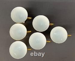 6 Antique Limoges Square Footed Demitasse Cup & Saucer Sets with Gilt Handle 1900