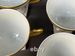 6 Antique Limoges Square Footed Demitasse Cup & Saucer Sets with Gilt Handle 1900