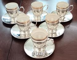 6 Antique Tiffany & Co Sterling Demitasse Cups/Saucers/Liners no Mono, Beautiful