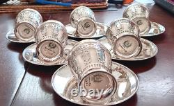 6 Antique Tiffany & Co Sterling Demitasse Cups/Saucers/Liners no Mono, Beautiful