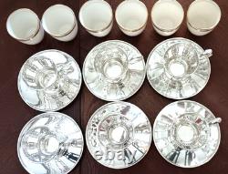 6 Antique Tiffany & Co Sterling Demitasse Cups/Saucers/Liners no Mono, Beautiful