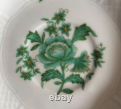 6 Bernardaud Limoges Le Vase Etrusque Green Flowers Demitasse Cups & Saucers
