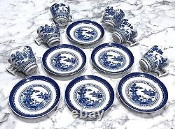 6 Booth's Lowestoft Deer Demitasse Footed Coffee Cup & Saucer Sets 1918+ EC