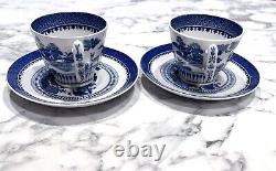 6 Booth's Lowestoft Deer Demitasse Footed Coffee Cup & Saucer Sets 1918+ EC