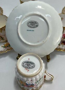 6 Copeland Spode England Porcelain Demitasse Cup and Saucers, c1920. Florals