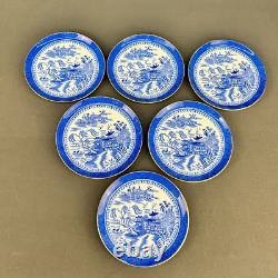 6 Copeland Spode Porcelain BLUE WILLOW 1327 Demitasse Cup & Saucer Sets c. 1898
