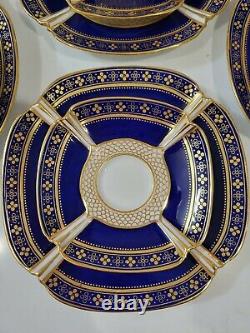 6 Copelands Trio Porcelain Quatrefoil Demitasse Cups & Saucers jeweled gilt