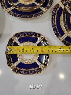 6 Copelands Trio Porcelain Quatrefoil Demitasse Cups & Saucers jeweled gilt