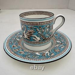 6 Demitasse Cups/Saucers-Wedgwood Florentine Turquoise Dragon Pattern EXCELLENT