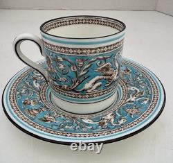 6 Demitasse Cups/Saucers-Wedgwood Florentine Turquoise Dragon Pattern EXCELLENT