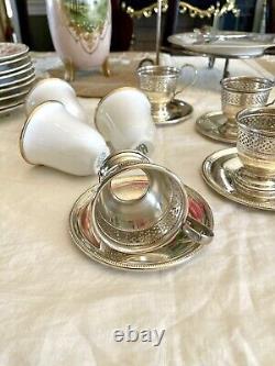 6 Demitasse STERLING English Bone China TUSCAN Inserts England Plummer LTD