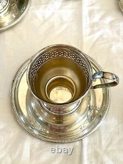 6 Demitasse STERLING English Bone China TUSCAN Inserts England Plummer LTD