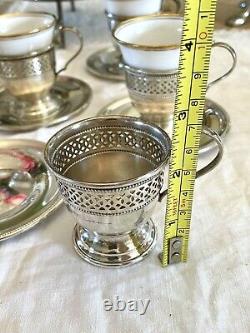 6 Demitasse STERLING English Bone China TUSCAN Inserts England Plummer LTD