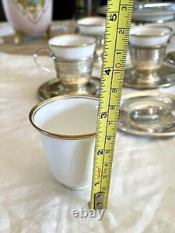 6 Demitasse STERLING English Bone China TUSCAN Inserts England Plummer LTD