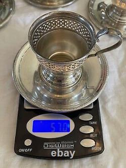 6 Demitasse STERLING English Bone China TUSCAN Inserts England Plummer LTD