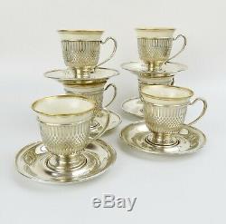 6 Demitasse Set Whiting Co. Sterling Cups & Saucers withLenox Liners Ex Cond