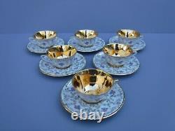 6 Edite Par Gout De Ville Limoges Heavy Gold Demitasse Cups and Saucers Sets