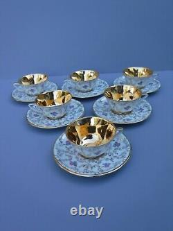 6 Edite Par Gout De Ville Limoges Heavy Gold Demitasse Cups and Saucers Sets