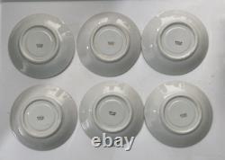 6 Expresso Demitasse Cups & Saucers White Gold Handle Trim Floral Design Japan