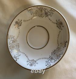 6 Expresso Demitasse Cups & Saucers White Gold Handle Trim Floral Design Japan