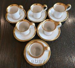 6 Furstenberg Style Gold Porcelain Demitasse Cups & Saucers 1950's Japan