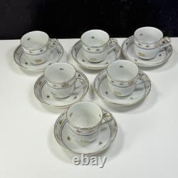 6 Herend Blue Coronation Footed Demitasse Cups & Saucers 1709 Smooth Rim