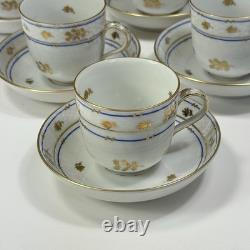 6 Herend Blue Coronation Footed Demitasse Cups & Saucers 1709 Smooth Rim