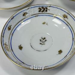 6 Herend Blue Coronation Footed Demitasse Cups & Saucers 1709 Smooth Rim