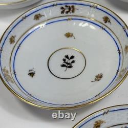 6 Herend Blue Coronation Footed Demitasse Cups & Saucers 1709 Smooth Rim