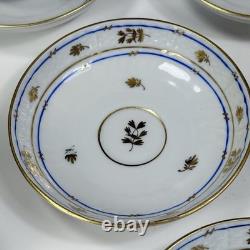 6 Herend Blue Coronation Footed Demitasse Cups & Saucers 1709 Smooth Rim