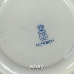 6 Herend Blue Coronation Footed Demitasse Cups & Saucers 1709 Smooth Rim