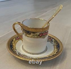 6 Legle Porcelaine d'Art Limoges demitasse cups, saucers &spoons with box