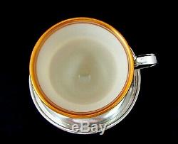 (6) Lenox Porcelain China Sterling Silver Demitasse Cups and Saucers Gold Rim