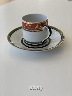 6 Limoge demitasse cups and saucers Egypte pattern by French Puiforcat