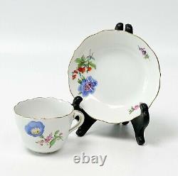 6 Meissen Germany Hand Painted Porcelain Demitasse Cups & Saucers Florals