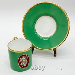 6 Minton England Porcelain Demitasse Cup & Saucers Green circa 1930