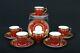 6 Minton For Tiffany Red Demi-tasse Gilded Medallion Cups