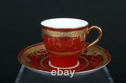 6 Minton For Tiffany Red Demi-Tasse Gilded Medallion Cups