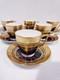 6 Minton H3965 Pattern Cobalt & Gold Encrusted Demitasse Cups & Saucers