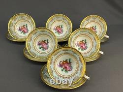 6 Paragon Lt Blue Floral 2 Footed Demitasse Cup & Saucer Sets Z672 c. 1949-1952 6 Paragon Lt Blue Floral 2 Footed Demitasse Cup & Saucer Sets Z672 c. 1949-1952