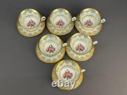 6 Paragon Lt Blue Floral 2 Footed Demitasse Cup & Saucer Sets Z672 c. 1949-1952