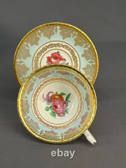 6 Paragon Lt Blue Floral 2 Footed Demitasse Cup & Saucer Sets Z672 c. 1949-1952